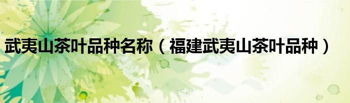 武夷山茶叶品种名称（福建武夷山茶叶品种）