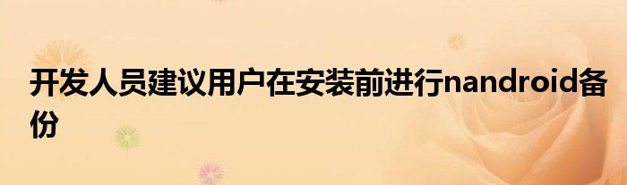 开发人员建议用户在安装前进行nandroid备份