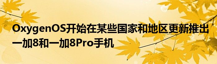 OxygenOS开始在某些国家和地区更新推出一加8和一加8Pro手机