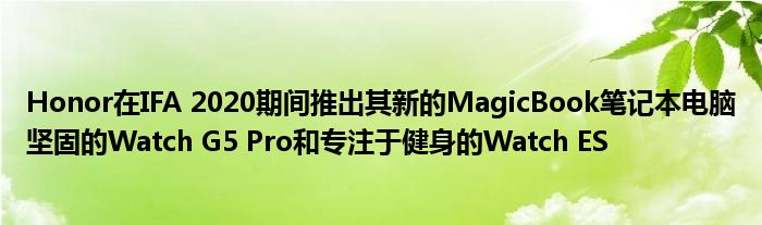 Honor在IFA 2020期间推出其新的MagicBook笔记本电脑坚固的Watch G5 Pro和专注于健身的Watch ES