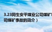 3.23同生安平煤业公司煤矿事故（关于3.23同生安平煤业公司煤矿事故的简介）