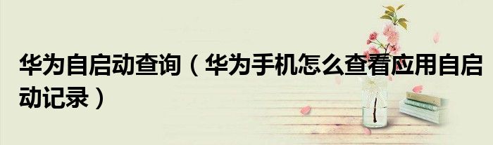 华为自启动查询（华为手机怎么查看应用自启动记录）