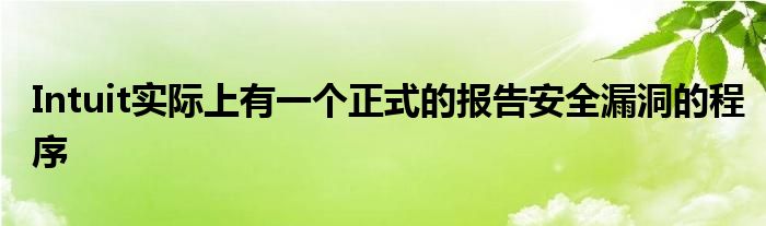 Intuit实际上有一个正式的报告安全漏洞的程序
