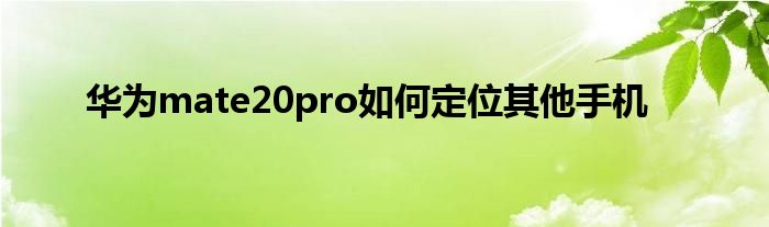 华为mate20pro如何定位其他手机