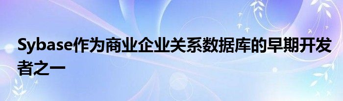 Sybase作为商业企业关系数据库的早期开发者之一