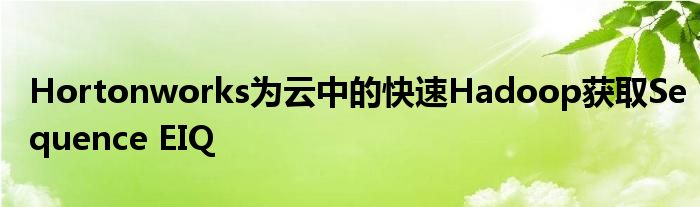 Hortonworks为云中的快速Hadoop获取Sequence EIQ