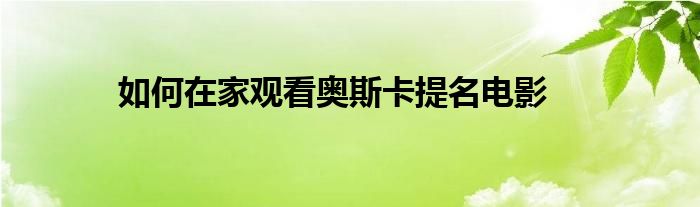 如何在家观看奥斯卡提名电影
