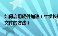 如何启用硬件加速（牛学长转码大师启用硬件加速转换视频文件的方法）