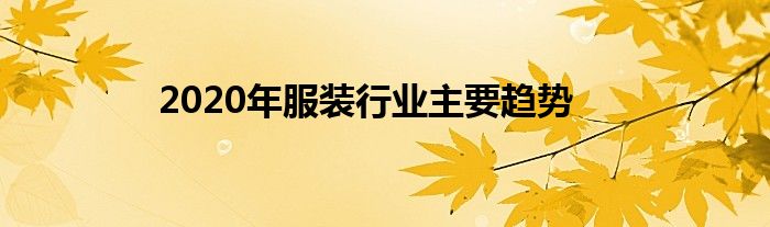 2020年服装行业主要趋势