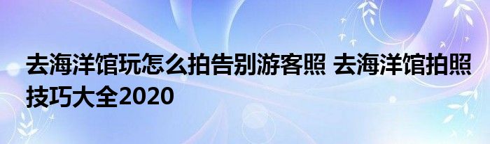 去海洋馆玩怎么拍告别游客照 去海洋馆拍照技巧大全2020