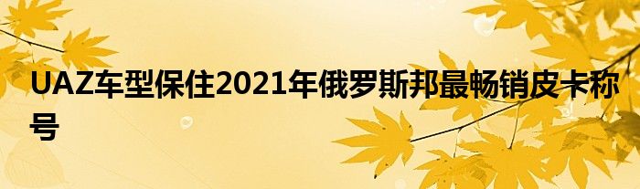UAZ车型保住2021年俄罗斯邦最畅销皮卡称号