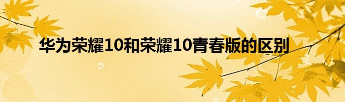 华为荣耀10和荣耀10青春版的区别