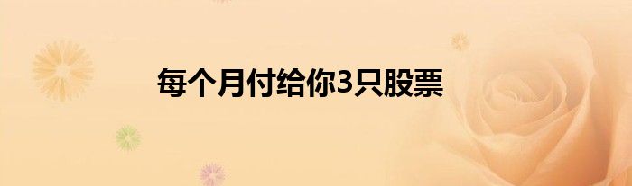 每个月付给你3只股票