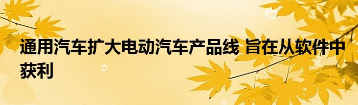 通用汽车扩大电动汽车产品线 旨在从软件中获利