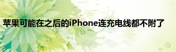 苹果可能在之后的iPhone连充电线都不附了