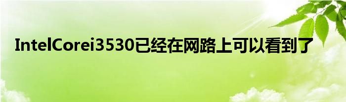 IntelCorei3530已经在网路上可以看到了