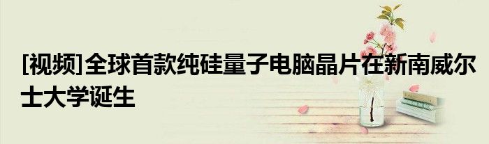 [视频]全球首款纯硅量子电脑晶片在新南威尔士大学诞生