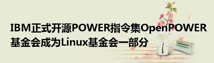 IBM正式开源POWER指令集OpenPOWER基金会成为Linux基金会一部分