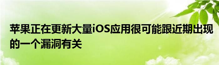 苹果正在更新大量iOS应用很可能跟近期出现的一个漏洞有关