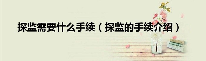 探监需要什么手续（探监的手续介绍）