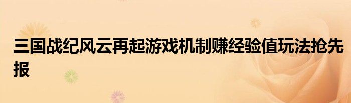 三国战纪风云再起游戏机制赚经验值玩法抢先报