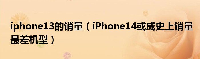 iphone13的销量（iPhone14或成史上销量最差机型）