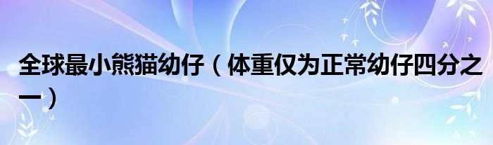 全球最小熊猫幼仔（体重仅为正常幼仔四分之一）