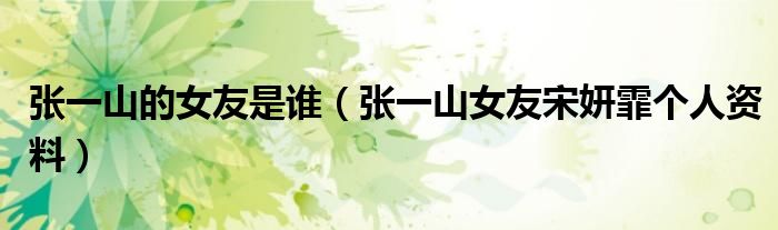 张一山的女友是谁（张一山女友宋妍霏个人资料）