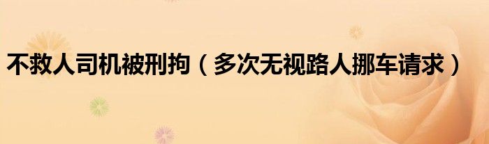 不救人司机被刑拘（多次无视路人挪车请求）