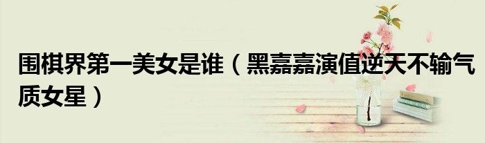 围棋界第一美女是谁（黑嘉嘉演值逆天不输气质女星）