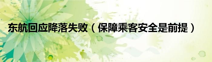 东航回应降落失败（保障乘客安全是前提）