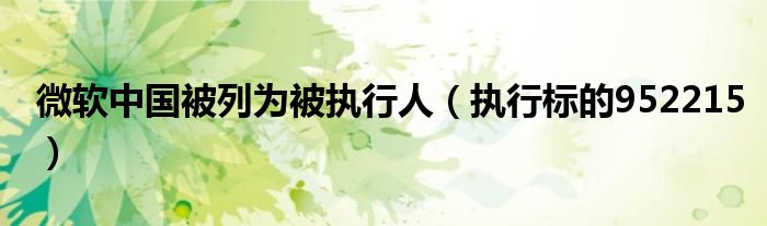微软中国被列为被执行人（执行标的952215）