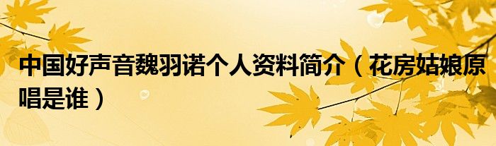 中国好声音魏羽诺个人资料简介（花房姑娘原唱是谁）