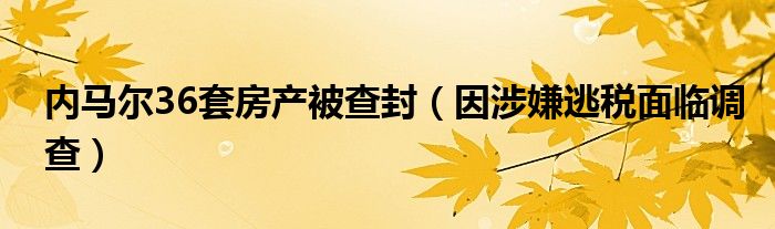 内马尔36套房产被查封（因涉嫌逃税面临调查）