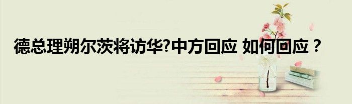 德总理朔尔茨将访华?中方回应 如何回应？