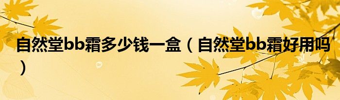 自然堂bb霜多少钱一盒（自然堂bb霜好用吗）