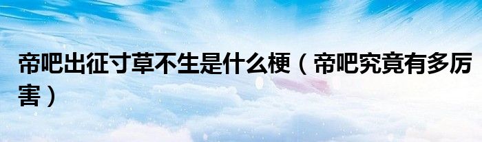 帝吧出征寸草不生是什么梗（帝吧究竟有多厉害）