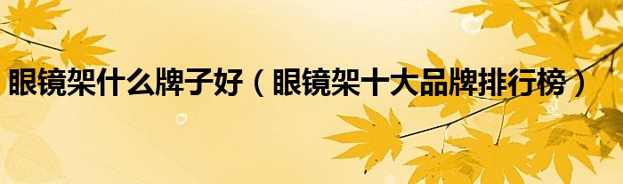 眼镜架什么牌子好（眼镜架十大品牌排行榜）