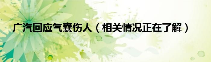广汽回应气囊伤人（相关情况正在了解）