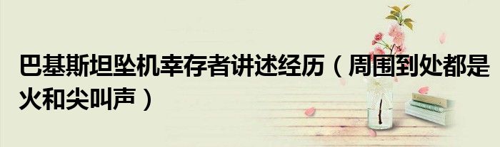 巴基斯坦坠机幸存者讲述经历（周围到处都是火和尖叫声）