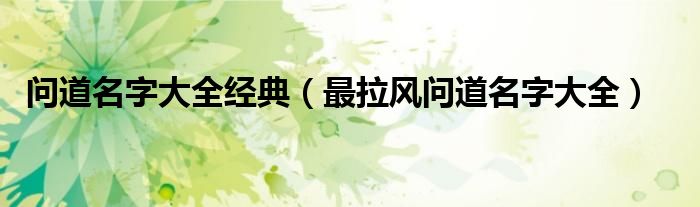 问道名字大全经典（最拉风问道名字大全）