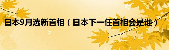 日本9月选新首相（日本下一任首相会是谁）