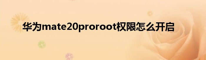 华为mate20proroot权限怎么开启