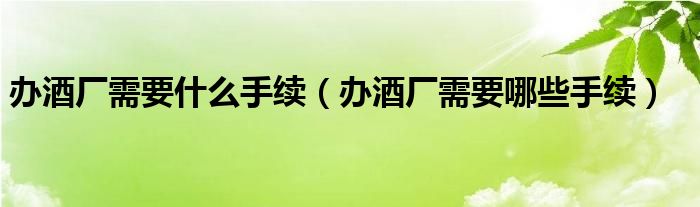 办酒厂需要什么手续（办酒厂需要哪些手续）