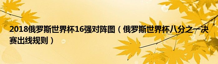 2018俄罗斯世界杯16强对阵图（俄罗斯世界杯八分之一决赛出线规则）
