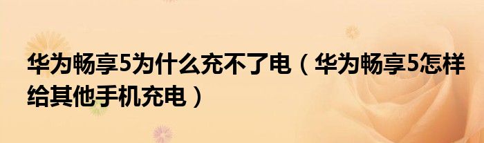 华为畅享5为什么充不了电（华为畅享5怎样给其他手机充电）