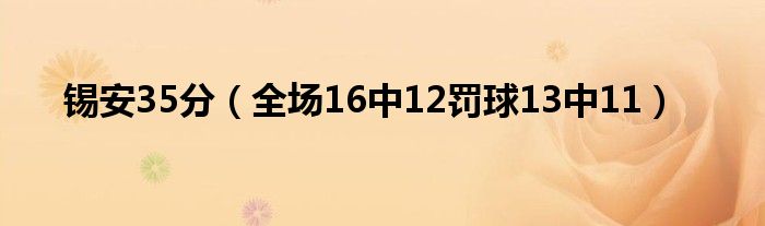 锡安35分（全场16中12罚球13中11）