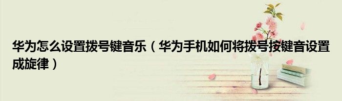 华为怎么设置拨号键音乐（华为手机如何将拨号按键音设置成旋律）