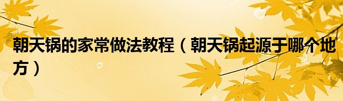 朝天锅的家常做法教程（朝天锅起源于哪个地方）