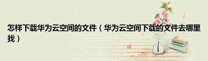 怎样下载华为云空间的文件（华为云空间下载的文件去哪里找）